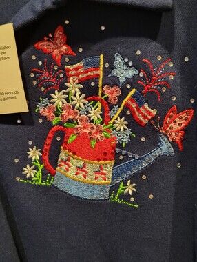 Quacker FactoryNavy Embroidered Shirt